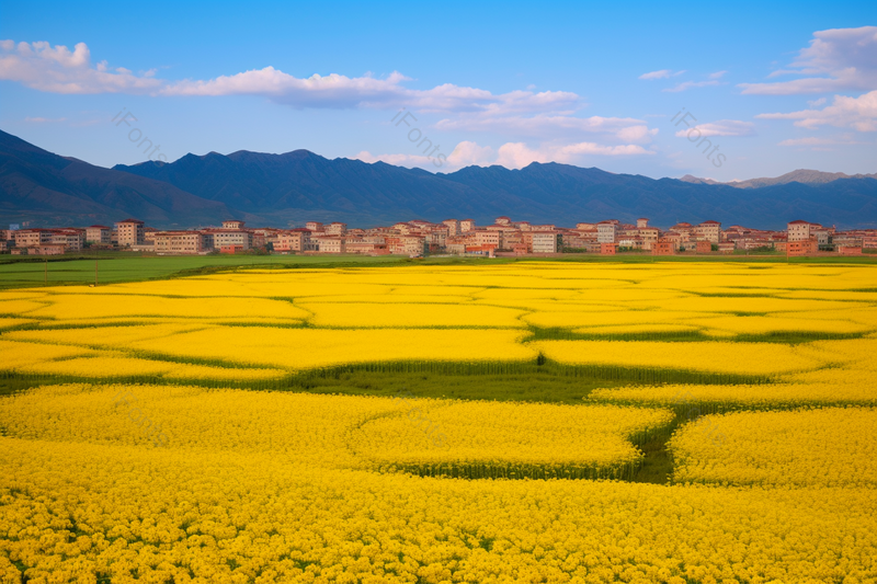 油菜花黄色夏季赏花山脉蓝天白云农业旅游实拍摄影图,高清,摄影图,摄影图片,图片大全,摄影图免费下载